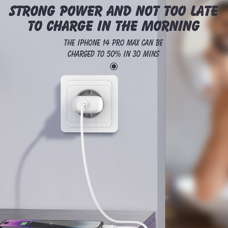 LDNIO A1206C PD27W USB-C / Type-C Fast Charger with 1m 8 Pin Cable, Plug Type:EU Plug(White) - USB Charger by LDNIO | Online Shopping South Africa | PMC Jewellery | Buy Now Pay Later Mobicred