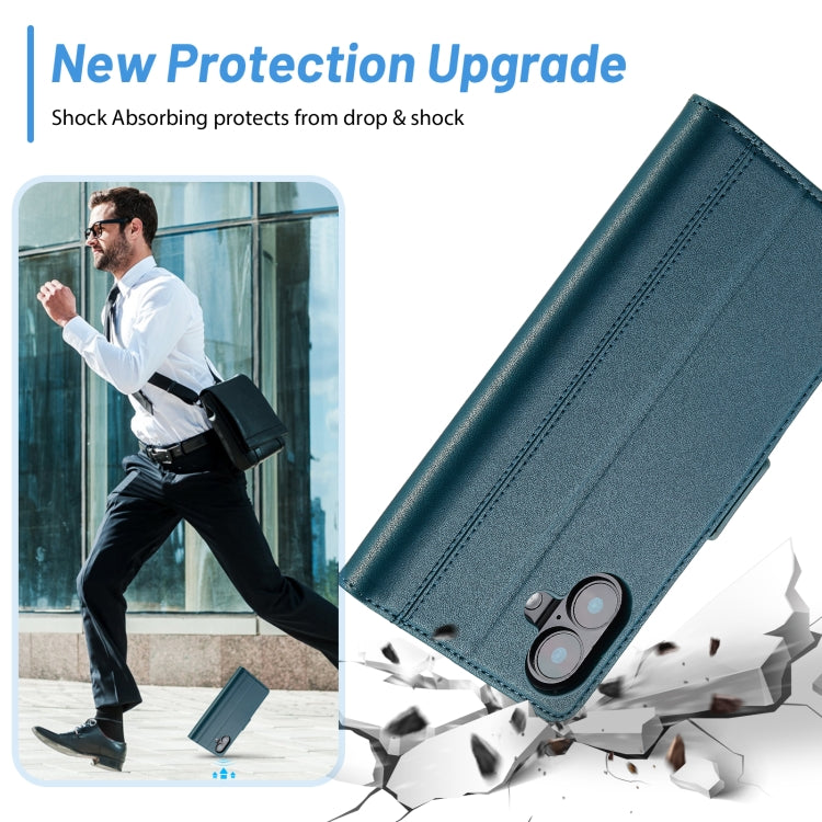 For iPhone 16 Plus LC.IMEEKE Skin-friendly Card Slots Leather Phone Case(Blue) - iPhone 16 Plus Cases by LC.IMEEKE | Online Shopping South Africa | PMC TechLife | Buy Now Pay Later Mobicred