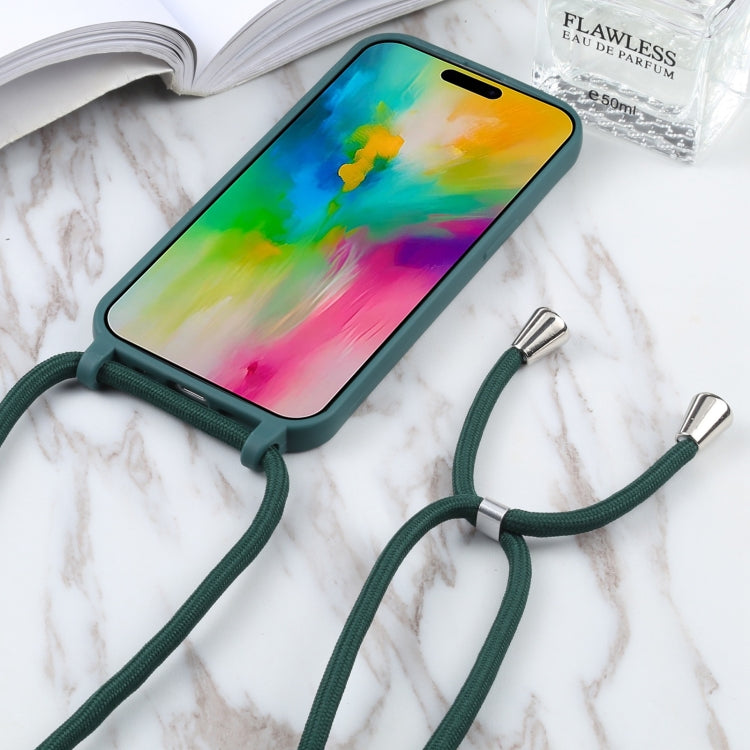 For iPhone 16 Pro Candy Colors TPU Protective Phone Case with Lanyard (Dark Green) - iPhone 16 Pro Cases by PMC TechLife | Online Shopping South Africa | PMC TechLife | Buy Now Pay Later Mobicred