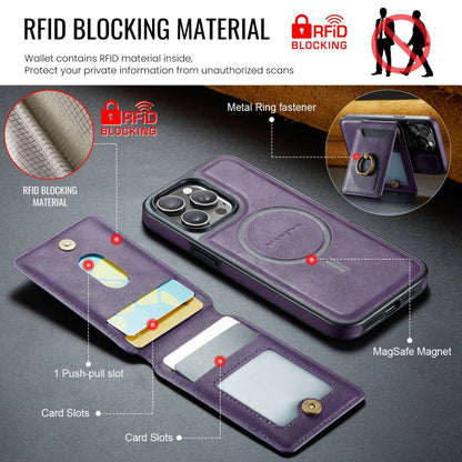 For iPhone 15 Pro DG.MING K1 MagSafe Detachable Wallet RFID Back Cover Phone Case(Purple) - iPhone 15 Pro Cases by DG.MING | Online Shopping South Africa | PMC Jewellery | Buy Now Pay Later Mobicred