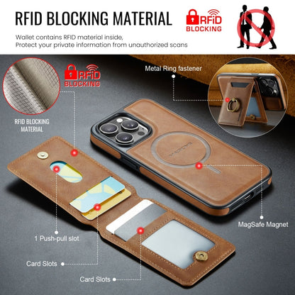 For iPhone 15 Pro DG.MING K1 MagSafe Detachable Wallet RFID Back Cover Phone Case(Brown) - iPhone 15 Pro Cases by DG.MING | Online Shopping South Africa | PMC Jewellery | Buy Now Pay Later Mobicred