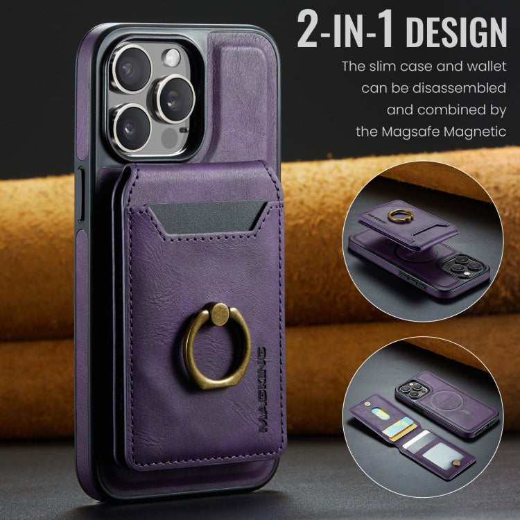 For iPhone 15 DG.MING K1 MagSafe Detachable Wallet RFID Back Cover Phone Case(Purple) - iPhone 15 Cases by DG.MING | Online Shopping South Africa | PMC Jewellery | Buy Now Pay Later Mobicred