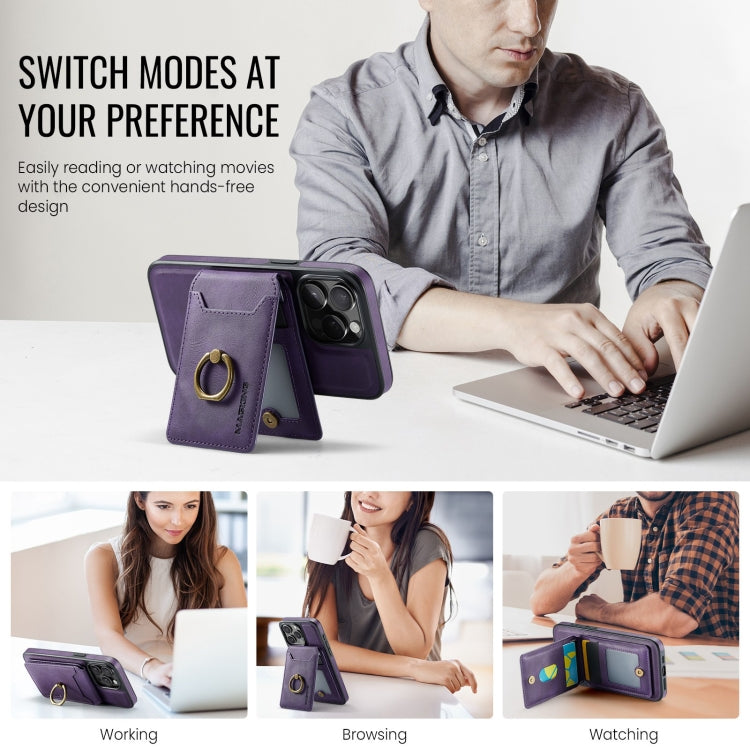 For iPhone 15 DG.MING K1 MagSafe Detachable Wallet RFID Back Cover Phone Case(Purple) - free shipping - PMC Jewellery - Order now!