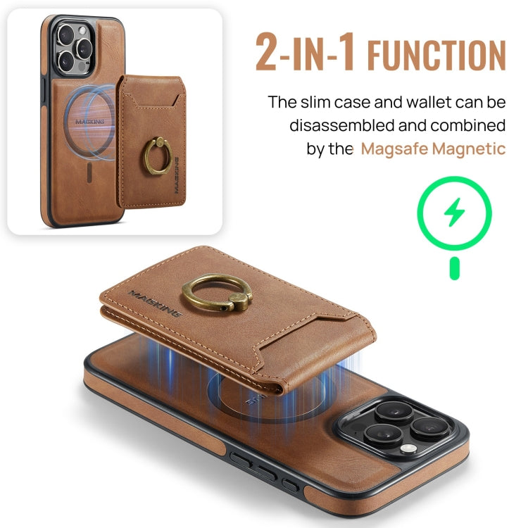 For iPhone 15 DG.MING K1 MagSafe Detachable Wallet RFID Back Cover Phone Case(Brown) - iPhone 15 Cases by DG.MING | Online Shopping South Africa | PMC Jewellery | Buy Now Pay Later Mobicred