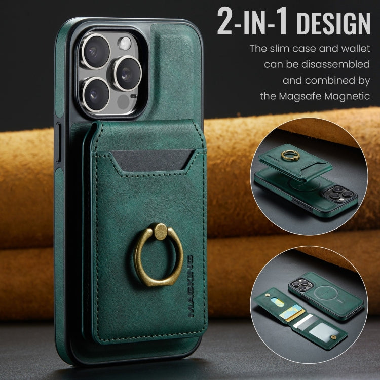 For iPhone 14 Plus MAGKING K1 MagSafe Detachable Wallet RFID Back Cover Phone Case(Green) - free shipping - PMC Jewellery - Order now!