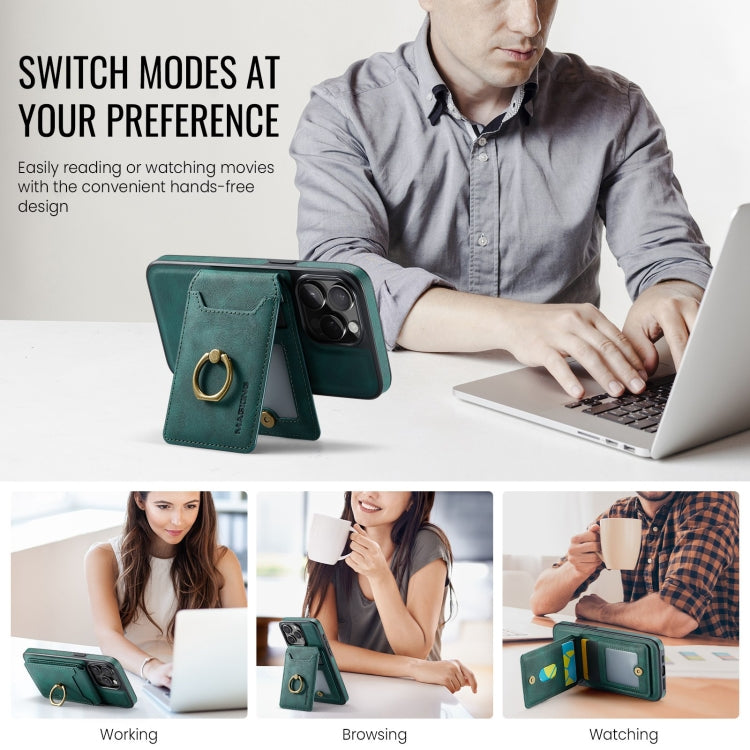 For iPhone 14 Plus MAGKING K1 MagSafe Detachable Wallet RFID Back Cover Phone Case(Green) - free shipping - PMC Jewellery - Order now!