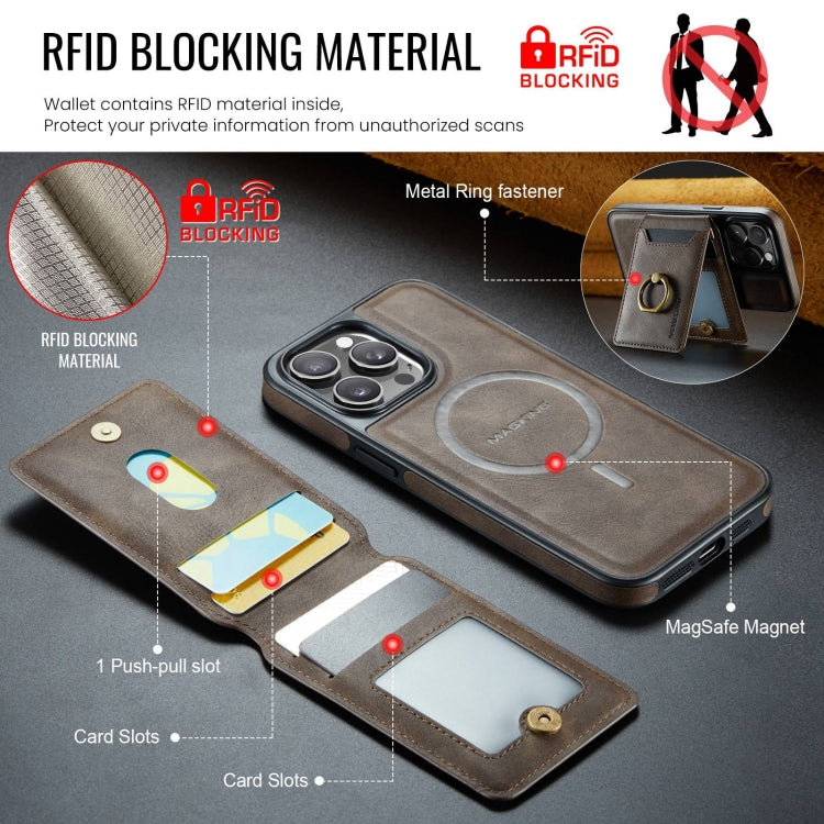 For iPhone 14 DG.MING K1 MagSafe Detachable Wallet RFID Back Cover Phone Case(Coffee) - free shipping - PMC Jewellery - Order now!