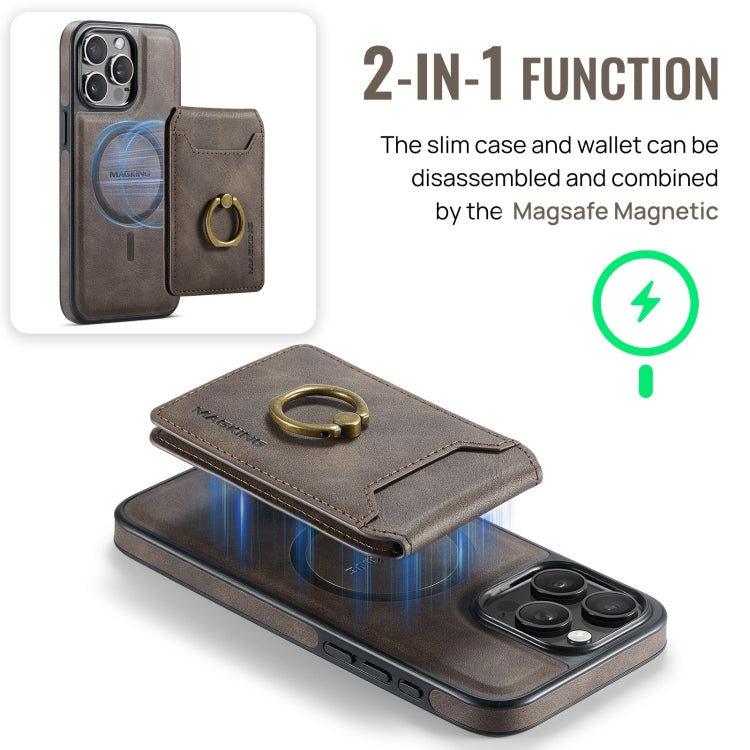 For iPhone 14 DG.MING K1 MagSafe Detachable Wallet RFID Back Cover Phone Case(Coffee) - free shipping - PMC Jewellery - Order now!