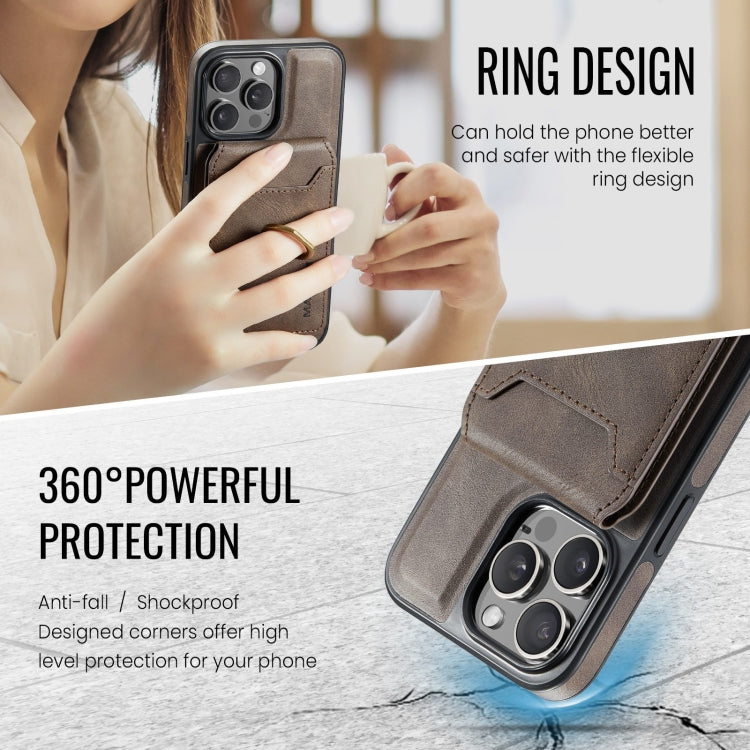 For iPhone 14 DG.MING K1 MagSafe Detachable Wallet RFID Back Cover Phone Case(Coffee) - free shipping - PMC Jewellery - Order now!