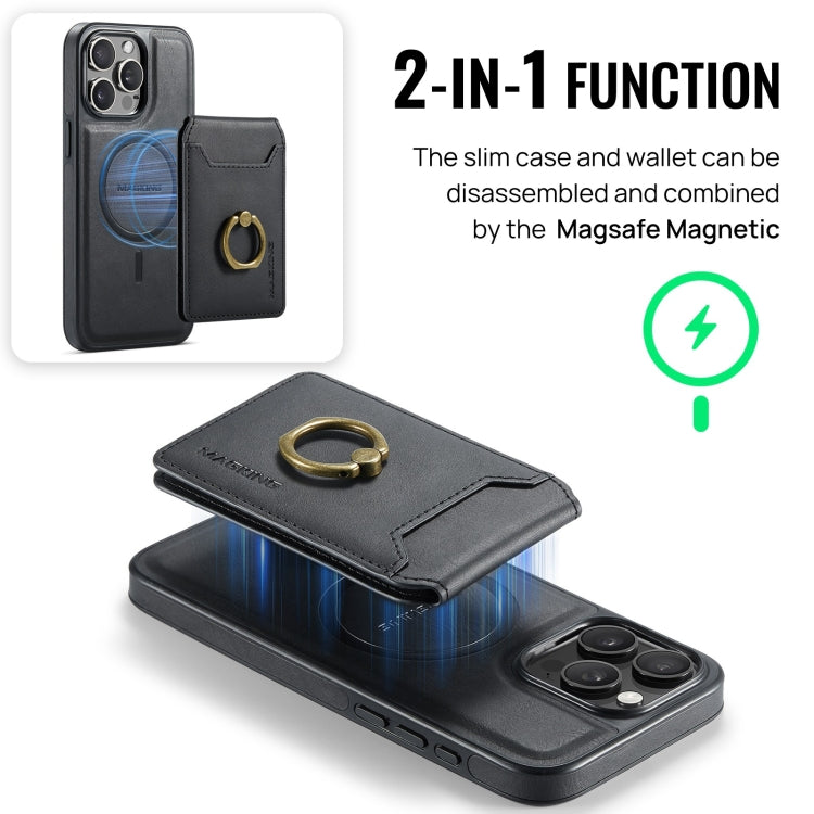 For iPhone 14 Pro Max DG.MING K1 MagSafe Detachable Wallet RFID Back Cover Phone Case(Black) - free shipping - PMC Jewellery - Order now!