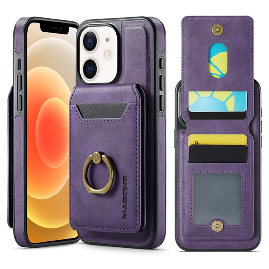 For iPhone 12 DG.MING K1 MagSafe Detachable Wallet RFID Back Cover Phone Case(Purple) - iPhone 12 / 12 Pro Cases by DG.MING | Online Shopping South Africa | PMC Jewellery | Buy Now Pay Later Mobicred