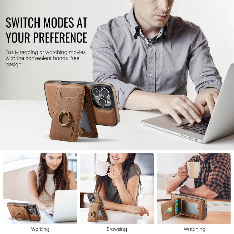 For iPhone 16 Pro Max DG.MING K1 MagSafe Detachable Wallet RFID Back Cover Phone Case(Brown) - free shipping - PMC Jewellery - Order now!