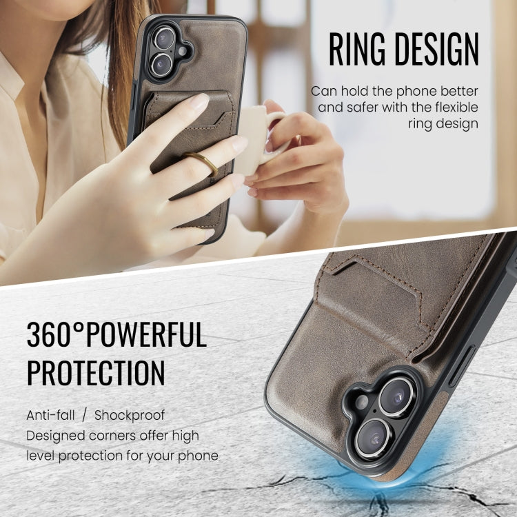 For iPhone 16 Plus DG.MING K1 MagSafe Detachable Wallet RFID Back Cover Phone Case(Coffee) - free shipping - PMC Jewellery - Order now!