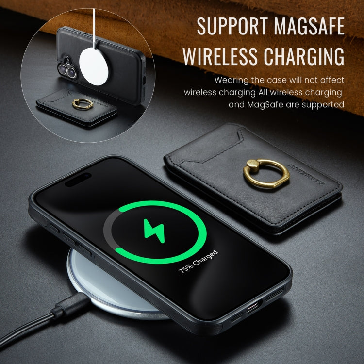 For iPhone 16 Plus DG.MING K1 MagSafe Detachable Wallet RFID Back Cover Phone Case(Black) - free shipping - PMC Jewellery - Order now!