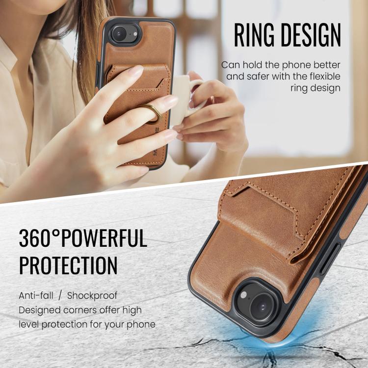 For iPhone 16e DG.MING K1 MagSafe Detachable Wallet RFID Back Cover Phone Case(Brown) - free shipping - PMc TechLife - Order now!
