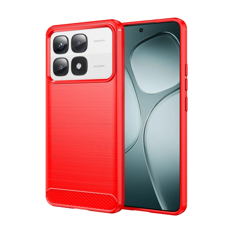 For Redmi K70 Ultra Brushed Texture Carbon Fiber TPU Phone Case(Red) - Xiaomi Cases by PMC Jewellery | Online Shopping South Africa | PMC Jewellery | Buy Now Pay Later Mobicred