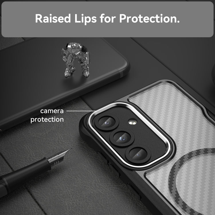For Samsung Galaxy S25 5G Carbon Fiber Texture MagSafe Translucent Phone Case(Black) - free shipping - PMC Jewellery - Order now!
