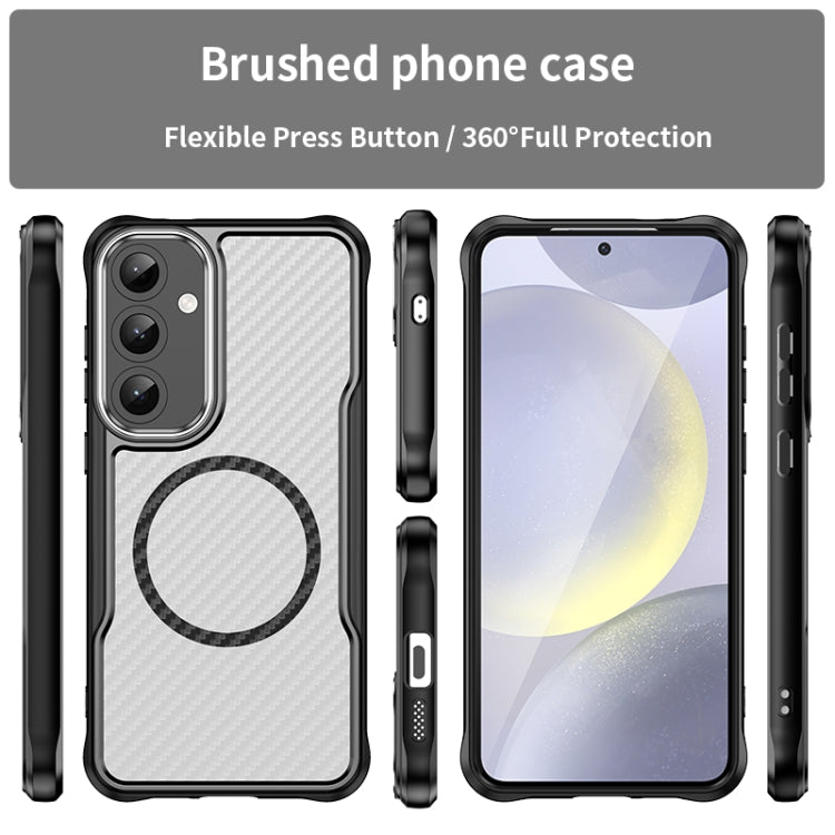 For Samsung Galaxy S25+ 5G Carbon Fiber Texture MagSafe Translucent Phone Case(Black) - Galaxy S25+ 5G Cases by PMC Jewellery | Online Shopping South Africa | PMC Jewellery | Buy Now Pay Later Mobicred