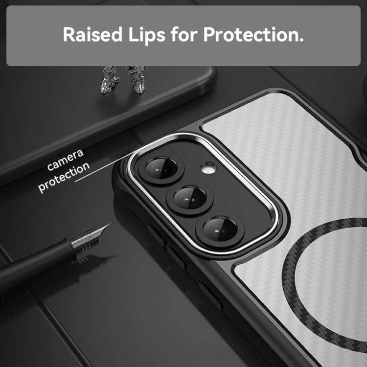 For Samsung Galaxy S25+ 5G Carbon Fiber Texture MagSafe Translucent Phone Case(Black) - Galaxy S25+ 5G Cases by PMC Jewellery | Online Shopping South Africa | PMC Jewellery | Buy Now Pay Later Mobicred