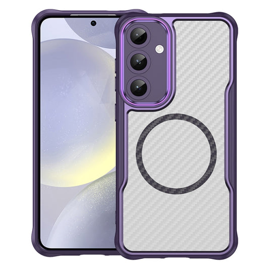 For Samsung Galaxy S25+ 5G Carbon Fiber Texture MagSafe Translucent Phone Case(Purple) - Galaxy S25+ 5G Cases by PMC Jewellery | Online Shopping South Africa | PMC Jewellery | Buy Now Pay Later Mobicred