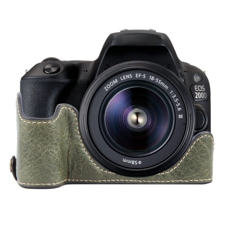 For Canon EOS 200D II / 200D Buffalo Texture PU Leather Camera Half Case Base(Green) - Half Case by PMC TechLife | Online Shopping South Africa | PMC TechLife | Buy Now Pay Later Mobicred