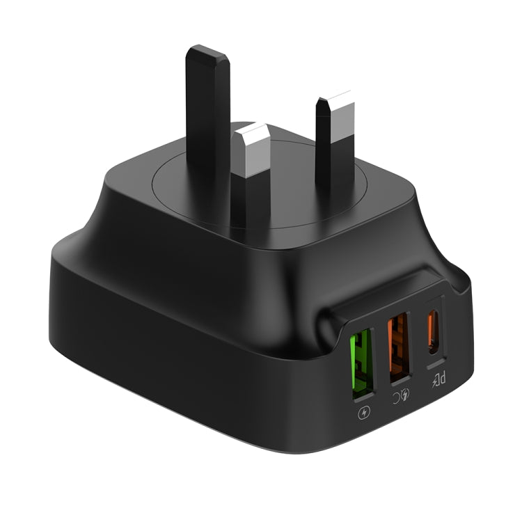 LDNIO Q334 32W Type-C + Dual USB Port Charger with 1m USB-C / Type-C Data Cable, Plug Type:UK Plug(Black) - USB Charger by LDNIO | Online Shopping South Africa | PMC Jewellery | Buy Now Pay Later Mobicred