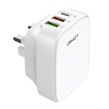 LDNIO Q334 32W Type-C + Dual USB Port Charger with 1m USB-C / Type-C Data Cable, Plug Type:UK Plug(White) - USB Charger by LDNIO | Online Shopping South Africa | PMC Jewellery | Buy Now Pay Later Mobicred