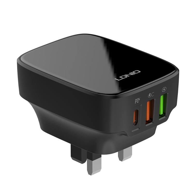 LDNIO Q334 32W Type-C + Dual USB Port Charger with 1m USB-C / Type-C to USB-C / Type-C Data Cable, Plug Type:UK Plug(Black) - USB Charger by LDNIO | Online Shopping South Africa | PMC Jewellery | Buy Now Pay Later Mobicred