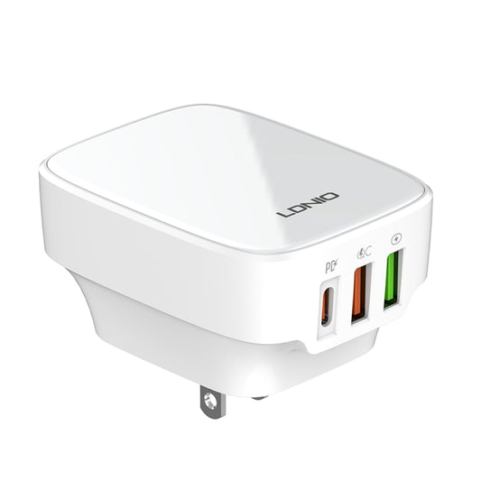 LDNIO Q334 32W Type-C + Dual USB Port Charger with 1m USB-C / Type-C to 8 Pin Data Cable, Plug Type:US Plug(White) - USB Charger by LDNIO | Online Shopping South Africa | PMC Jewellery | Buy Now Pay Later Mobicred