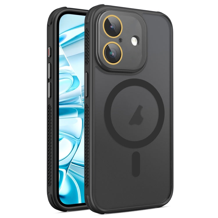 For iPhone 16 Side Cooling Skin Feel Frosted MagSafe Magnetic Phone Case(Black) - iPhone 16 Cases by PMC Jewellery | Online Shopping South Africa | PMC Jewellery | Buy Now Pay Later Mobicred