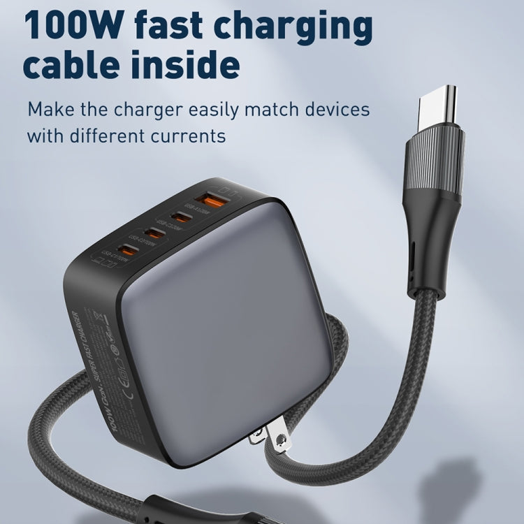 LDNIO Q408 100W GaN USB+3 USB-C / Type-C Interface Charger with 1m 100W USB-C / Type-C to USB-C / Type-C Data Cable, Plug Type:UK Plug(Black) - USB Charger by LDNIO | Online Shopping South Africa | PMC Jewellery | Buy Now Pay Later Mobicred