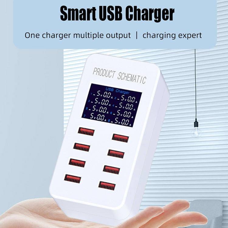 A8B 50W 8 Ports USB Smart Charging Station with Digital Display, Plug:US Plug - Multifunction Charger by PMC Jewellery | Online Shopping South Africa | PMC Jewellery | Buy Now Pay Later Mobicred