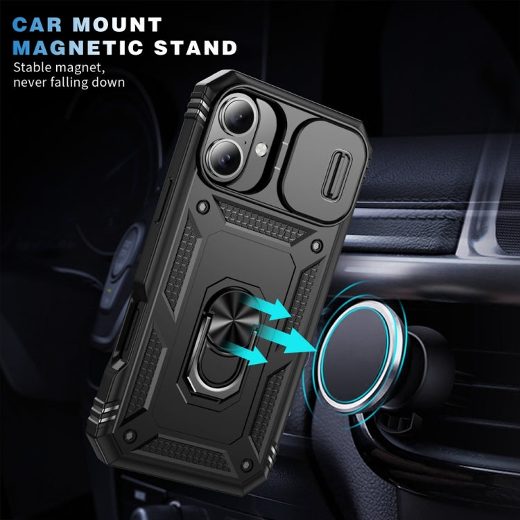 For iPhone 16 Plus Sliding Camshield TPU + PC Phone Case with Holder(Black) - iPhone 16 Plus Cases by PMC Jewellery | Online Shopping South Africa | PMC Jewellery | Buy Now Pay Later Mobicred