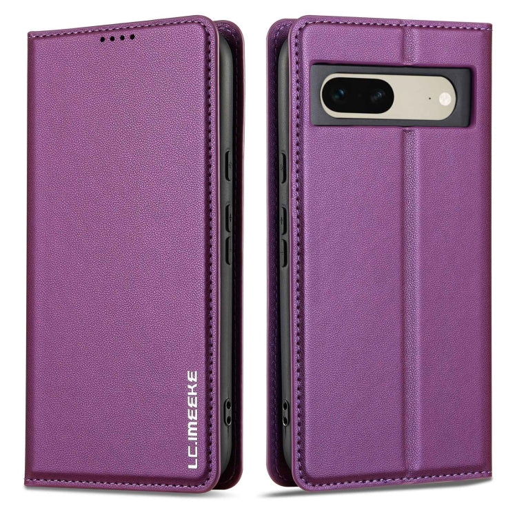 For Google Pixel 7 5G LC.IMEEKE L1 Series Frosted Fine Texture PU Phone Case(Purple) - Google Cases by LC.IMEEKE | Online Shopping South Africa | PMC Jewellery | Buy Now Pay Later Mobicred