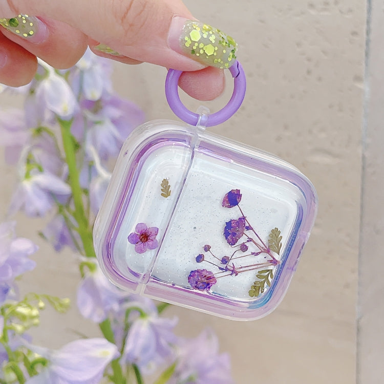 For AirPods Pro Glitter Starry Epoxy Dried Flowers Earbuds Box TPU Case(Green) - For AirPods Pro by PMC Jewellery | Online Shopping South Africa | PMC Jewellery | Buy Now Pay Later Mobicred