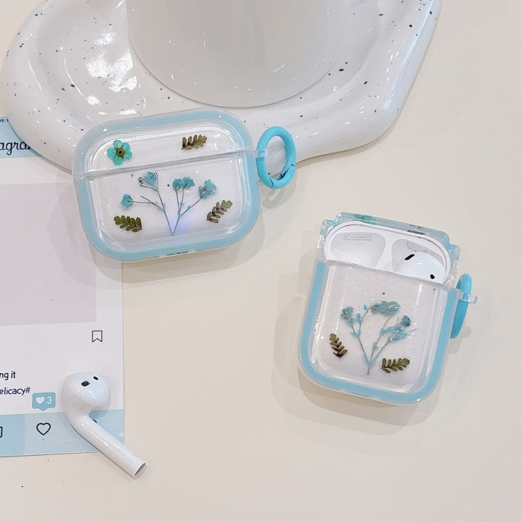 For AirPods Pro Glitter Starry Epoxy Dried Flowers Earbuds Box TPU Case(Dark Blue) - For AirPods Pro by PMC Jewellery | Online Shopping South Africa | PMC Jewellery | Buy Now Pay Later Mobicred