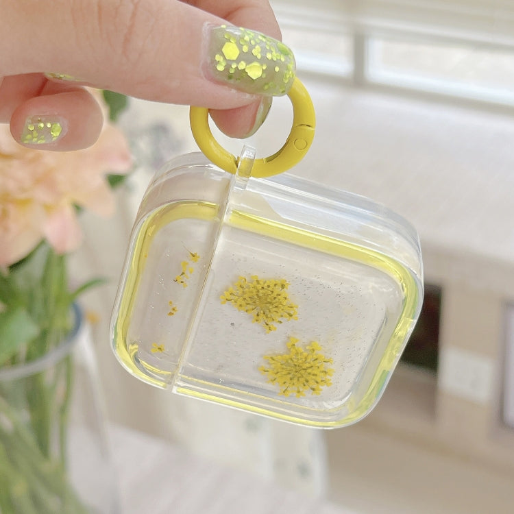 For AirPods 3 Glitter Snowflake Epoxy Dried Flowers Earbuds Box TPU Case(Green) - For AirPods 3 by PMC Jewellery | Online Shopping South Africa | PMC Jewellery | Buy Now Pay Later Mobicred
