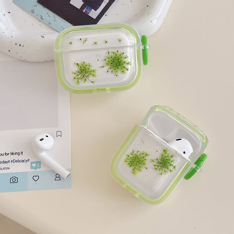 For AirPods Pro Glitter Snowflake Epoxy Dried Flowers Earbuds Box TPU Case(Red) - For AirPods Pro by PMC Jewellery | Online Shopping South Africa | PMC Jewellery | Buy Now Pay Later Mobicred