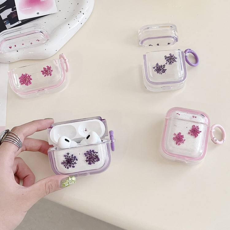 For AirPods Pro Glitter Snowflake Epoxy Dried Flowers Earbuds Box TPU Case(Yellow) - For AirPods Pro by PMC Jewellery | Online Shopping South Africa | PMC Jewellery | Buy Now Pay Later Mobicred