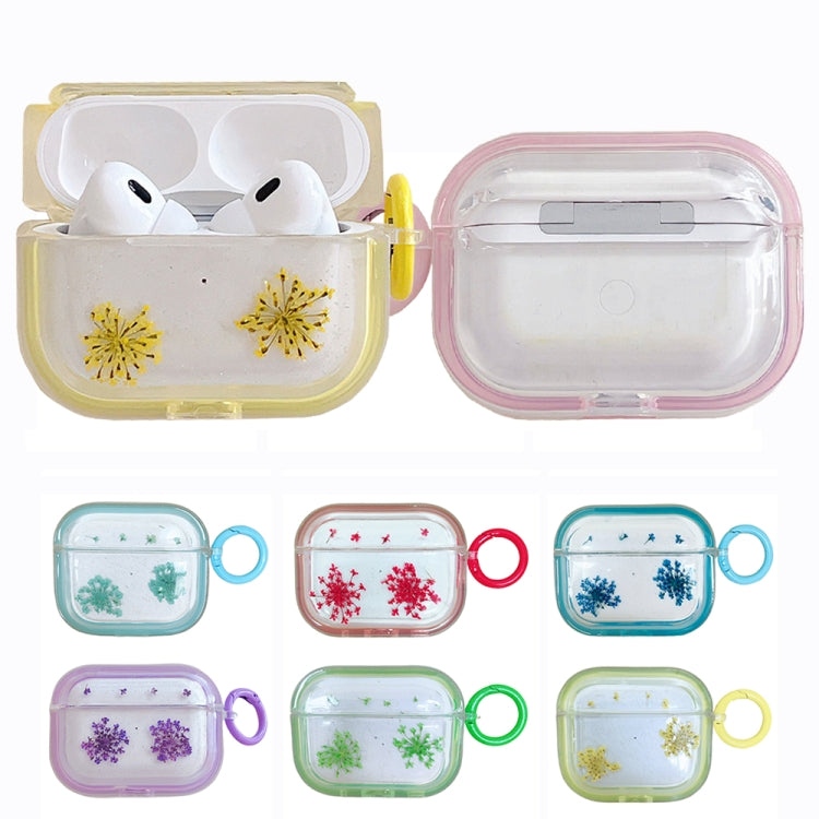 For AirPods Pro 2 Glitter Snowflake Epoxy Dried Flowers Earbuds Box TPU Case(Red) - For AirPods Pro 2 by PMC Jewellery | Online Shopping South Africa | PMC Jewellery | Buy Now Pay Later Mobicred
