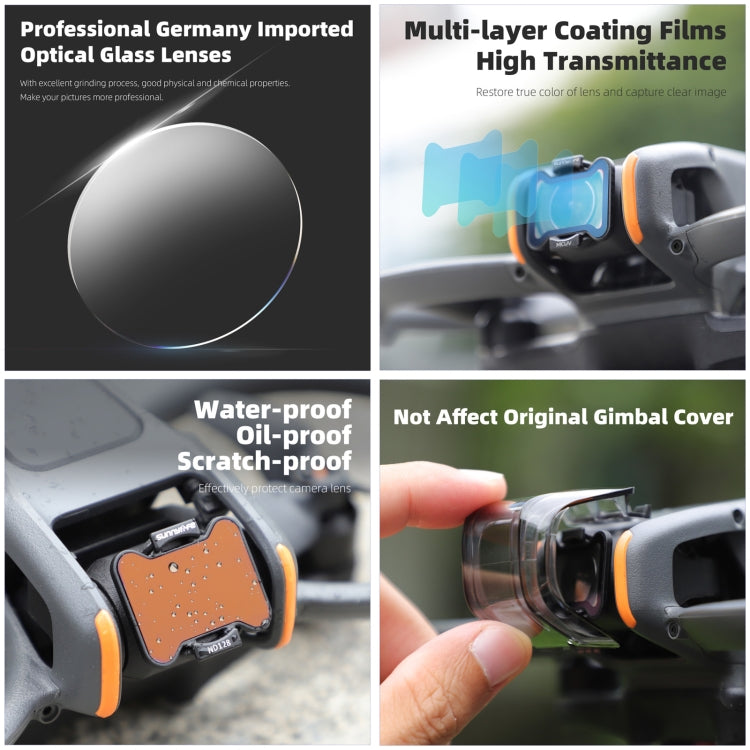 For DJI Avata 2 Sunnylife Camera Lens Filter, Filter:6 in 1 MCUV ND8/16/32/64/128 - free shipping - PMC TechLife - Order now!