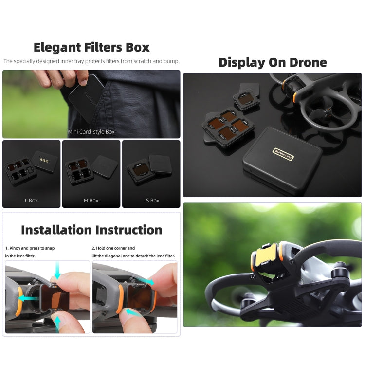 For DJI Avata 2 Sunnylife Camera Lens Filter, Filter:6 in 1 MCUV ND8/16/32/64/128 - free shipping - PMC TechLife - Order now!
