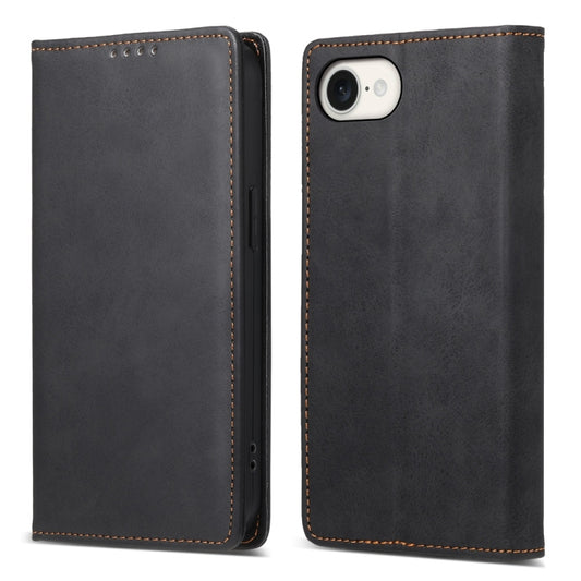 For iPhone 16e Business Solid Color Magnetic RFID Leather Phone Case(Black) - iPhone 16e Cases by PMC Jewellery | Online Shopping South Africa | PMC Jewellery | Buy Now Pay Later Mobicred