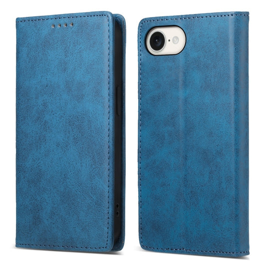 For iPhone 16e Business Solid Color Magnetic RFID Leather Phone Case(Blue) - iPhone 16e Cases by PMC Jewellery | Online Shopping South Africa | PMC Jewellery | Buy Now Pay Later Mobicred