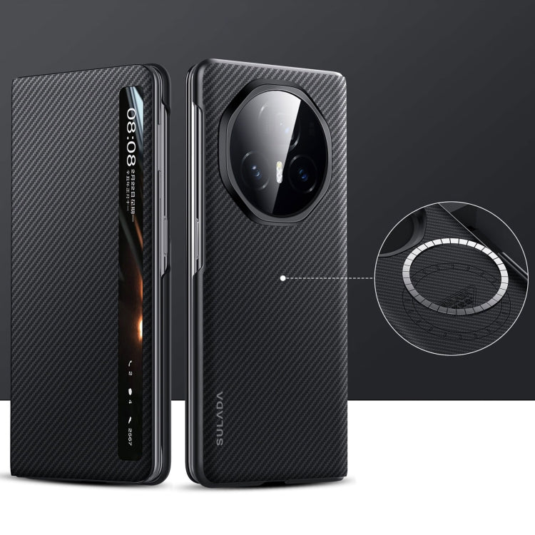For Honor Magic V3 SULADA Kevlar 600D Texture Smart Window Leather Phone Case(Black) - free shipping - PMC TechLife - Order now!
