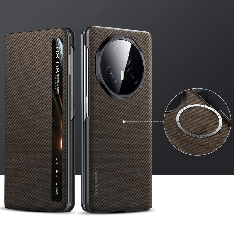 For Honor Magic V3 SULADA Kevlar 600D Texture Smart Window Leather Phone Case(Brown) - free shipping - PMC TechLife - Order now!