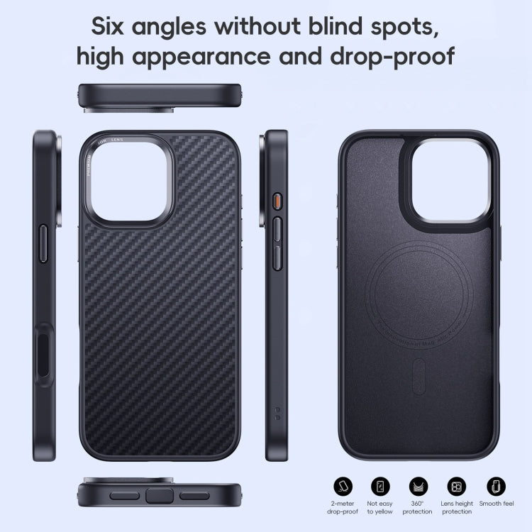 For iPhone 16 Plus Carbon Fiber Kevlar MagSafe Magnetic Phone Case(Black) - iPhone 16 Plus Cases by PMC Jewellery | Online Shopping South Africa | PMC Jewellery | Buy Now Pay Later Mobicred