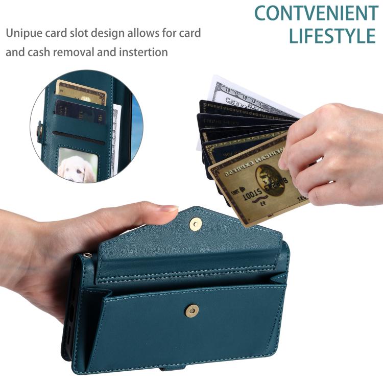 For iPhone 16e Wallet Multi-card Slot Leather Phone Case with Lanyard(Green) - iPhone 16e Cases by PMC TechLife | Online Shopping South Africa | PMC TechLife | Buy Now Pay Later Mobicred