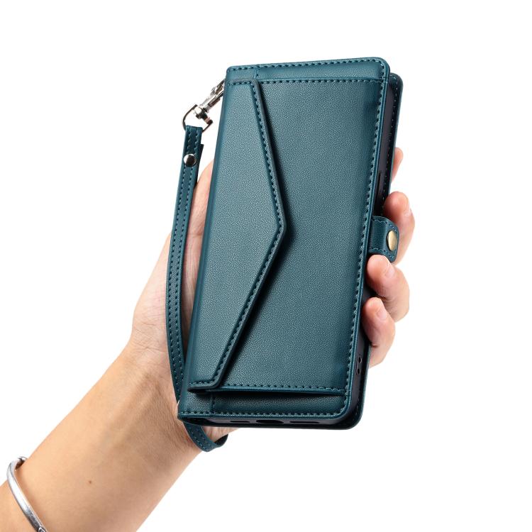 For iPhone 16e Wallet Multi-card Slot Leather Phone Case with Lanyard(Green) - iPhone 16e Cases by PMC TechLife | Online Shopping South Africa | PMC TechLife | Buy Now Pay Later Mobicred