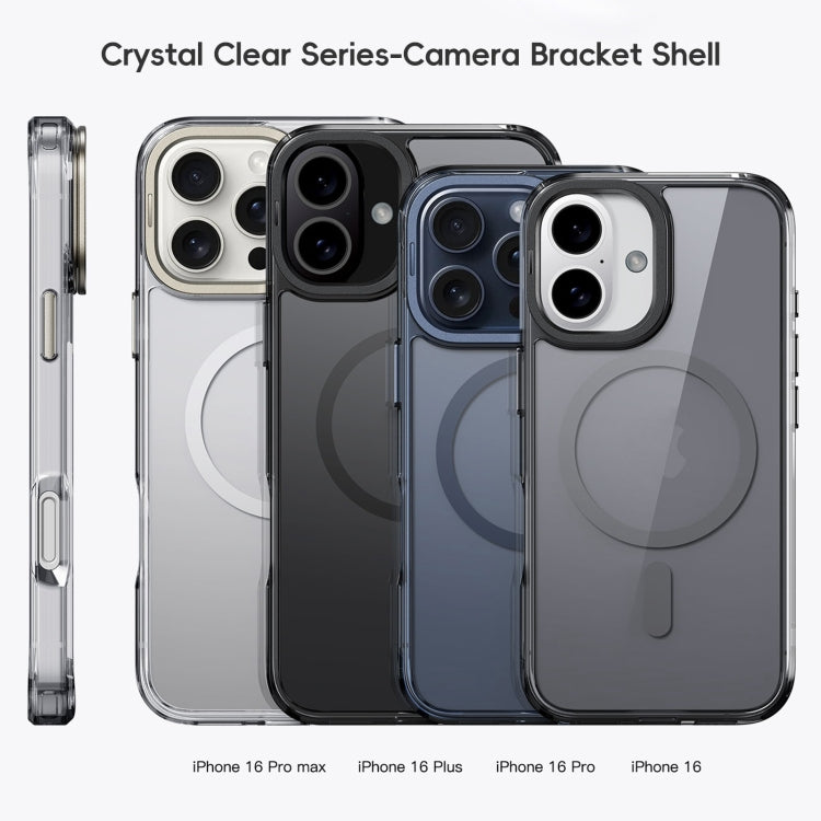 For iPhone 16 Pro Mirror Crystal Clear Lens Holder MagSafe Magnetic Phone Case(Transparent Titanium Blue) - iPhone 16 Pro Cases by PMC Jewellery | Online Shopping South Africa | PMC Jewellery | Buy Now Pay Later Mobicred